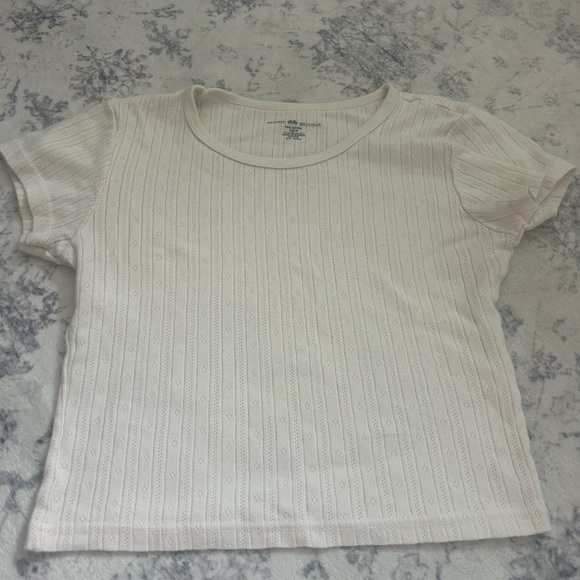 Brandy Melville Ashlyn Pointelle Eyelet Top in Cream - Picture 1 of 2